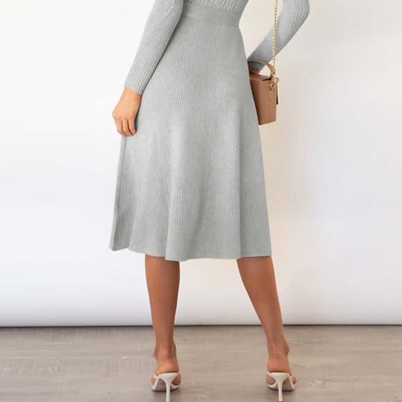 Round Neck Long Sleeve Tie Waist Sweater Dress - Picture 7 of 7